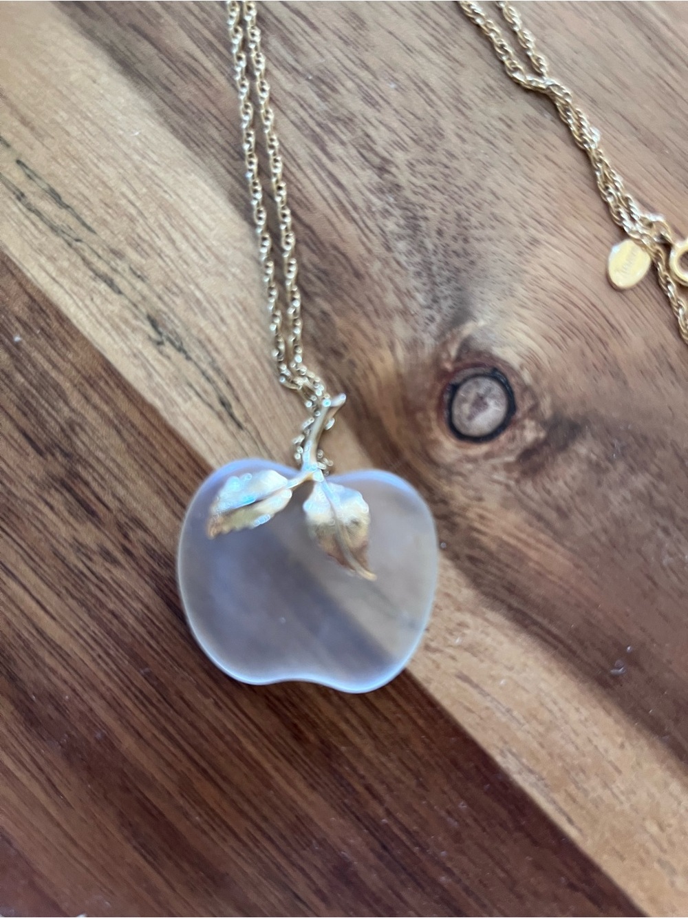 Vintage Avon Gold-Tone Frosted Apple Pendant Necklace with 28" Chain